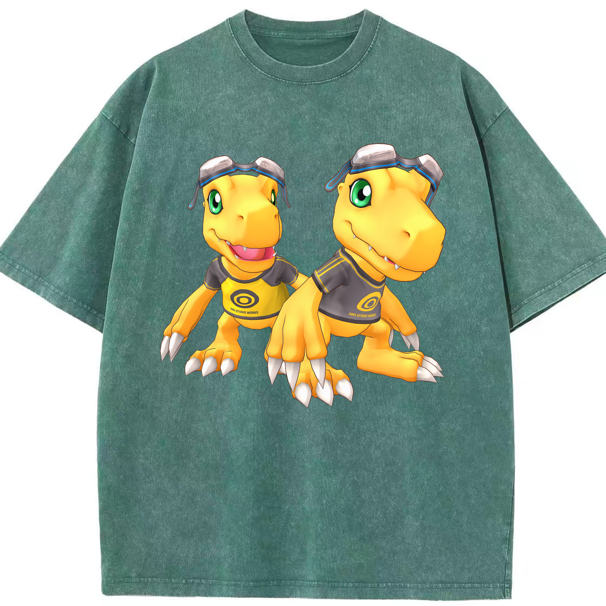 （画像用） Digimon デジタルモンスター/デジモン 綿100% ヴィンテージ風 半袖Tシャツ（フロントプリント）